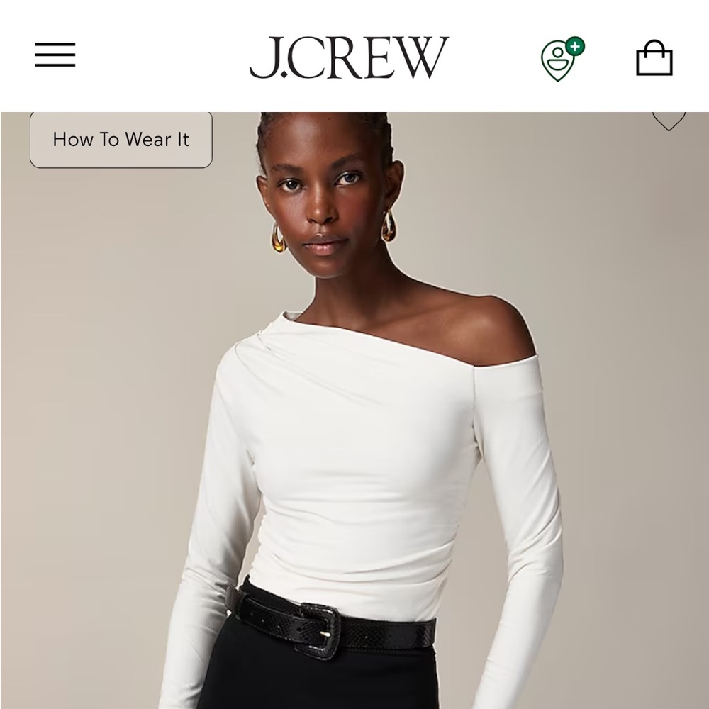 J. Crew Asymmetrical off-the-shoulder top in stretch cotton blend- new with tags